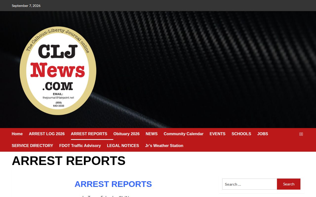 Calhoun County arrest reports section on CLJNews