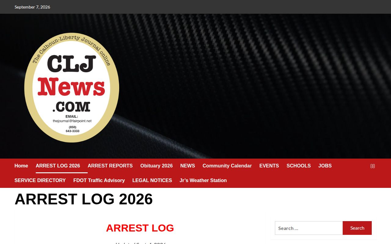 Calhoun County weekly arrest log page on CLJNews
