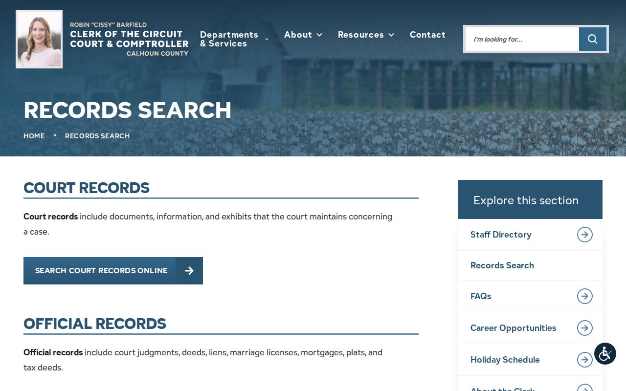 Calhoun County arrest court records and disposition search
